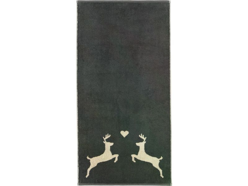 Cawö Handtuch Alpenchic Edition Hirsch 50 x 100 cm, Beige/Granit