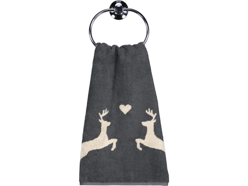 Cawö Handtuch Alpenchic Edition Hirsch 50 x 100 cm, Beige/Granit