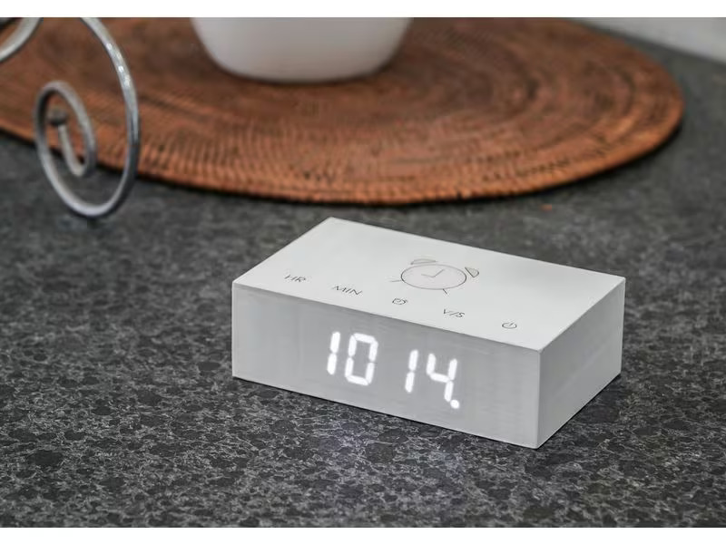 Gingko Digitalwecker Flip Click Clock Weiss