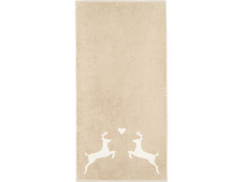 Cawö Handtuch Alpenchic Edition Hirsch 50 x 100 cm, Beige
