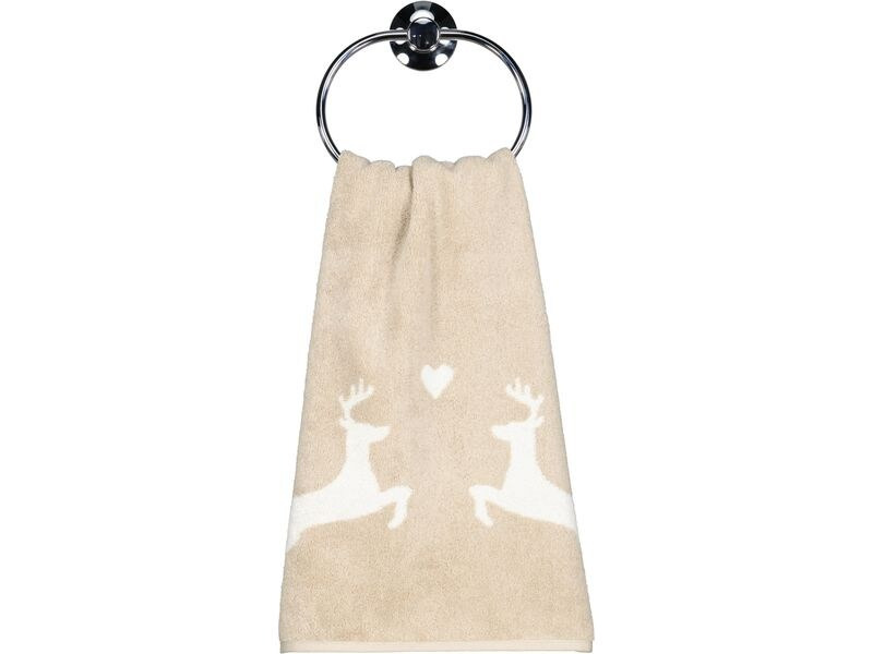 Cawö Handtuch Alpenchic Edition Hirsch 50 x 100 cm, Beige