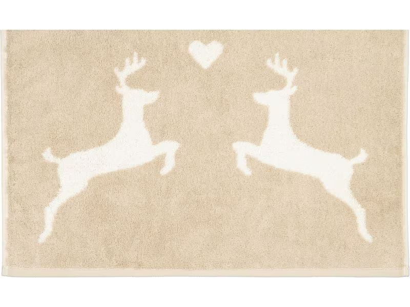Cawö Handtuch Alpenchic Edition Hirsch 50 x 100 cm, Beige