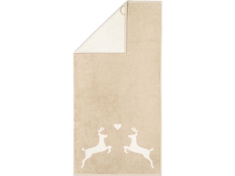 Cawö Handtuch Alpenchic Edition Hirsch 50 x 100 cm, Beige