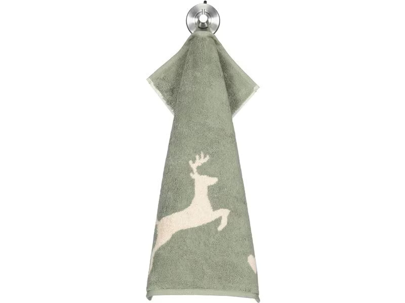 Cawö Gästetuch Alpenchic Edition Hirsch 30 x 50 cm, Beige/Grün