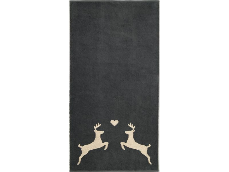 Cawö Gästetuch Alpenchic Edition Hirsch 30 x 50 cm, Beige/Granit