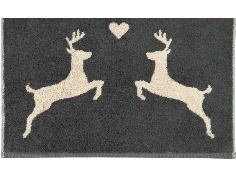 Cawö Gästetuch Alpenchic Edition Hirsch 30 x 50 cm, Beige/Granit