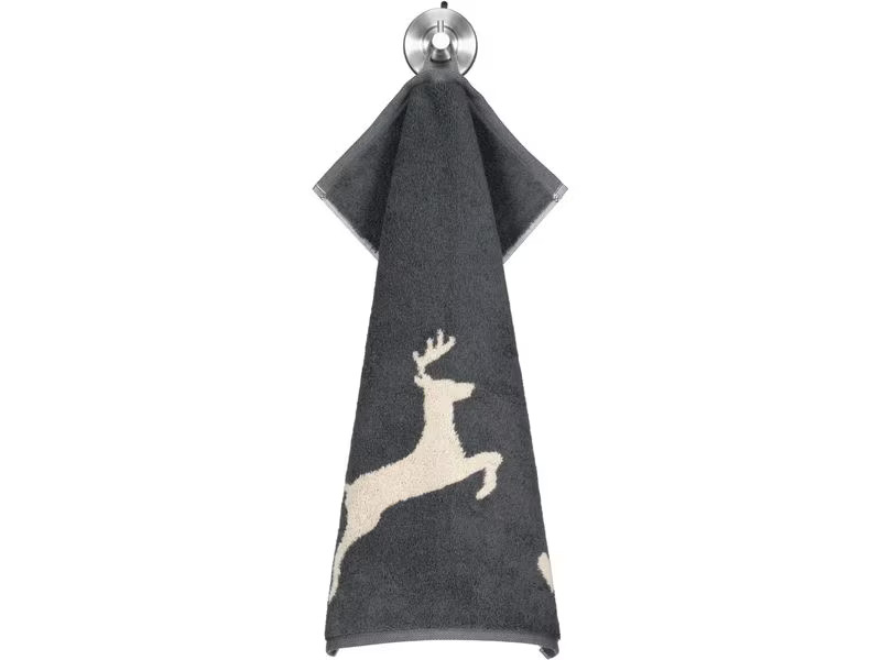 Cawö Gästetuch Alpenchic Edition Hirsch 30 x 50 cm, Beige/Granit