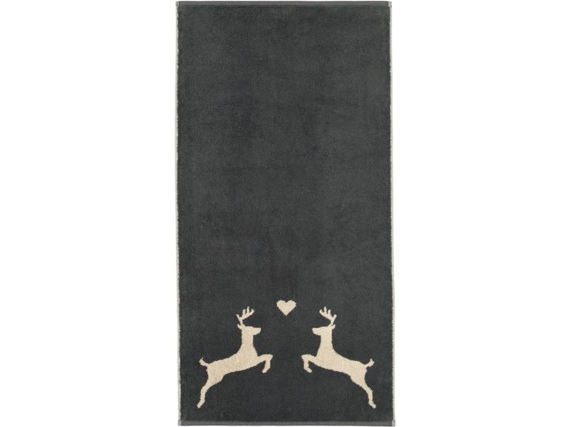 Cawö Gästetuch Alpenchic Edition Hirsch 30 x 50 cm, Beige/Granit