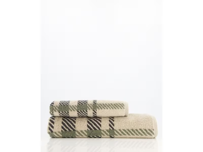 Cawö Duschtuch Edition Karo 70 x 140 cm, Beige/Granit/Grün