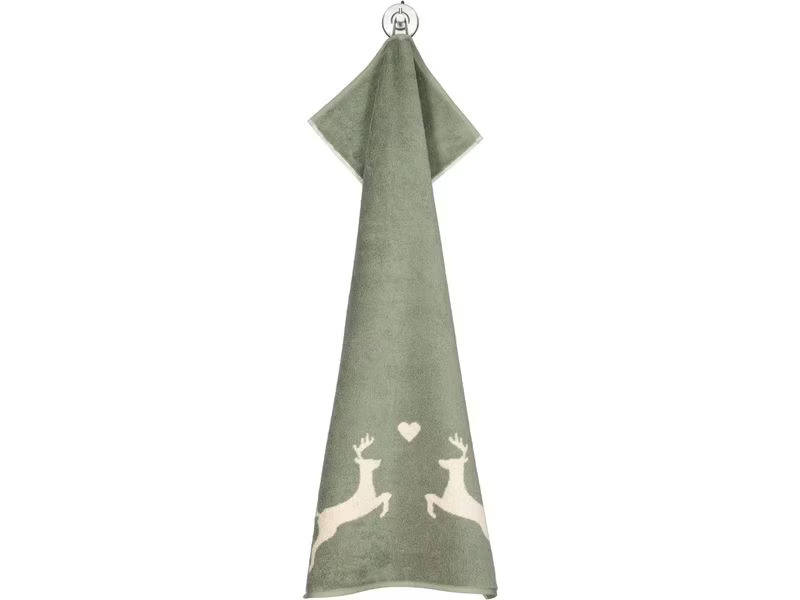 Cawö Duschtuch Alpenchic Edition Hirsch 70 x 140 cm, Beige/Grün