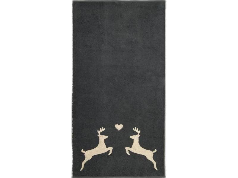 Cawö Duschtuch Alpenchic Edition Hirsch 70 x 140 cm, Beige/Granit