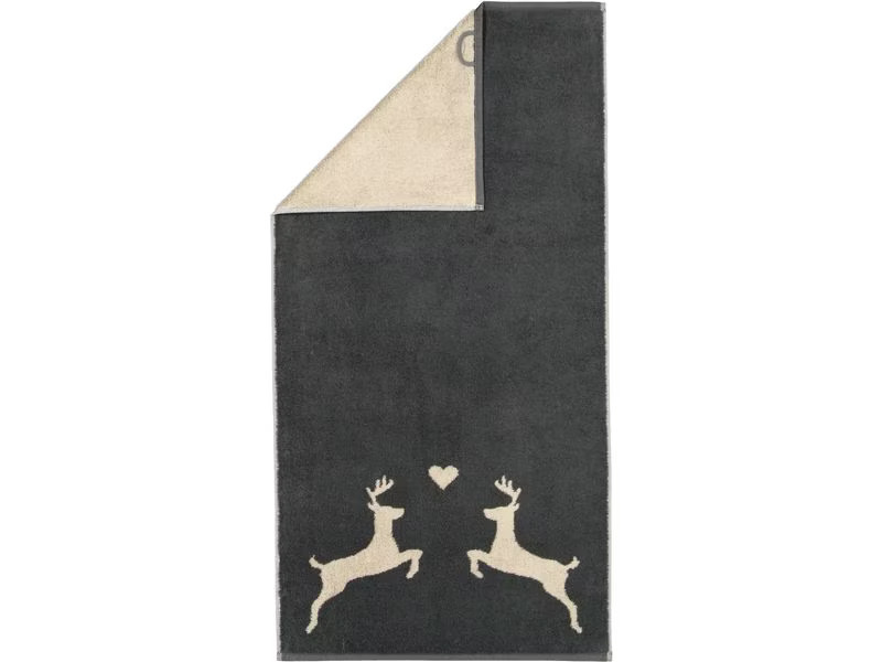 Cawö Duschtuch Alpenchic Edition Hirsch 70 x 140 cm, Beige/Granit