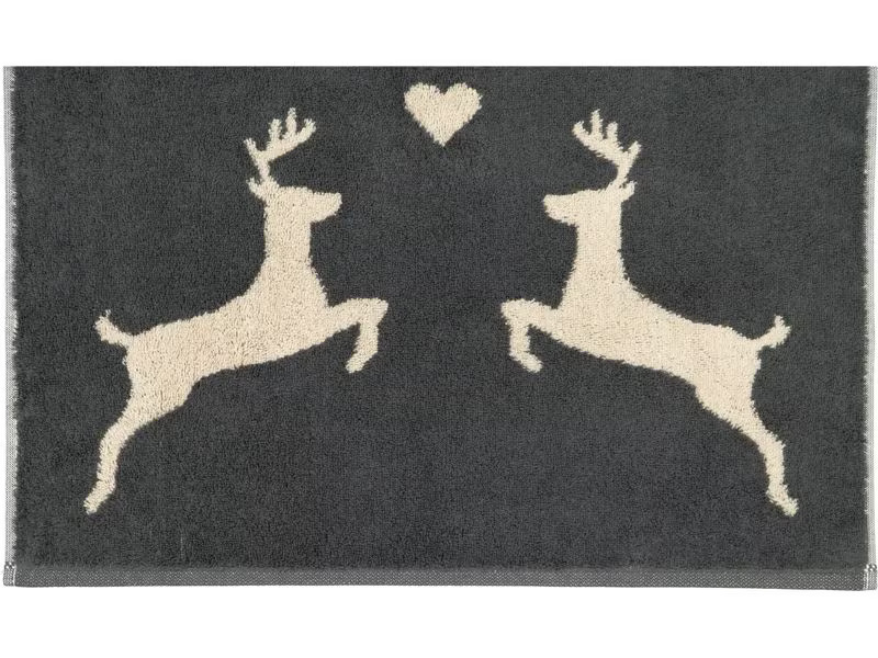 Cawö Duschtuch Alpenchic Edition Hirsch 70 x 140 cm, Beige/Granit