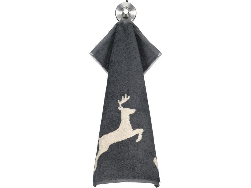Cawö Duschtuch Alpenchic Edition Hirsch 70 x 140 cm, Beige/Granit