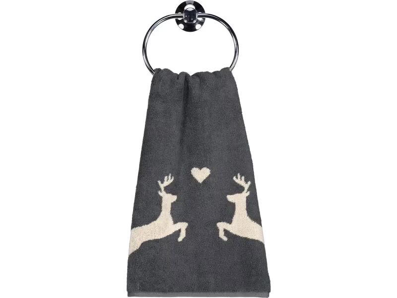 Cawö Duschtuch Alpenchic Edition Hirsch 70 x 140 cm, Beige/Granit