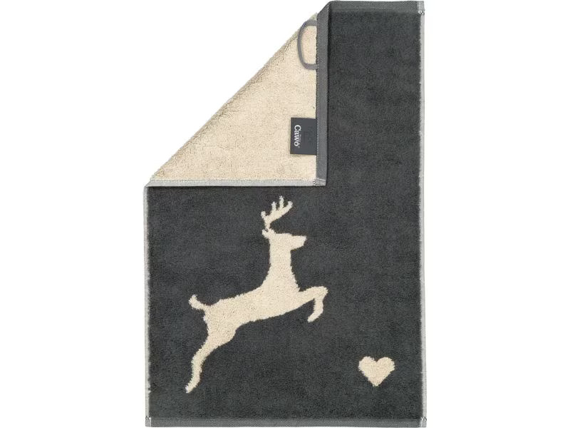 Cawö Duschtuch Alpenchic Edition Hirsch 70 x 140 cm, Beige/Granit