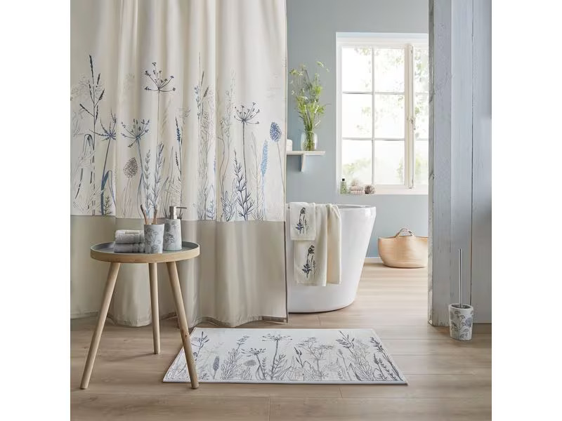 Kleine Wolke Duschvorhang Savannah 180 x 200 cm, Beige/Weiss
