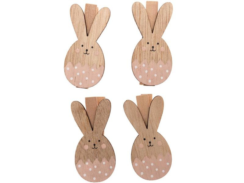 Rico Design Dekoklammer Osterhase 4 Stück, Rosa