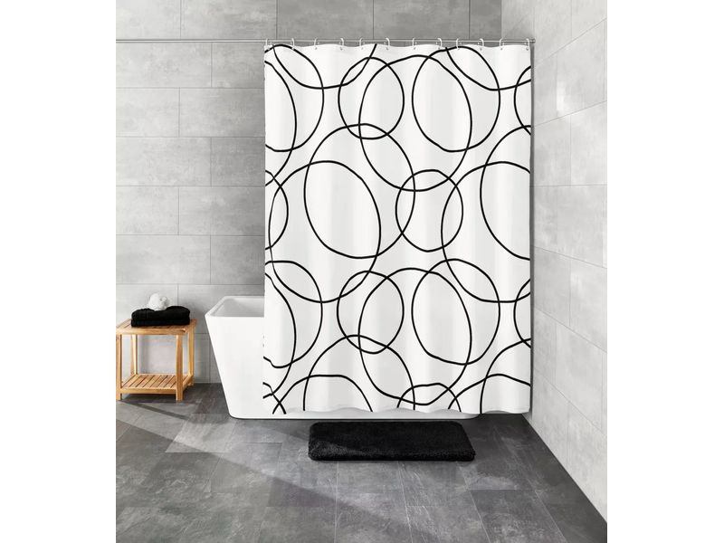 Kleine Wolke Duschvorhang Rings 180 x 200 cm, Schwarz/Weiss