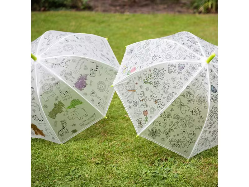 Esschert Design Regenschirm Blumen Grün/Weiss