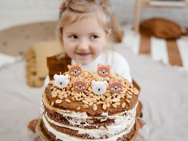 Partydeco Kerze Teddybär 6 Stück