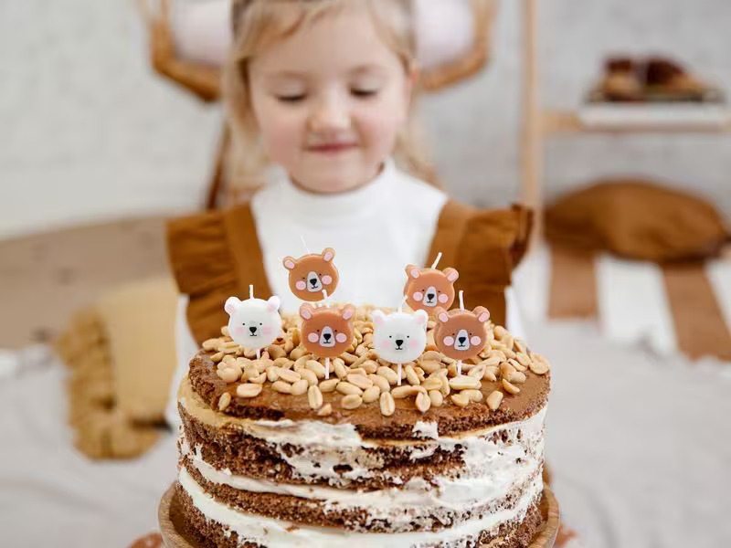 Partydeco Kerze Teddybär 6 Stück