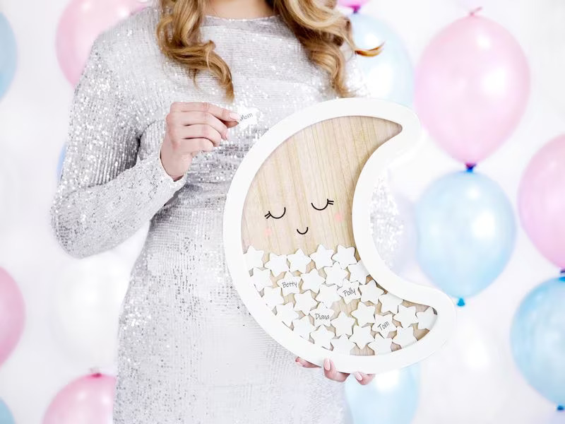 Partydeco Gästebuch Mond Weiss