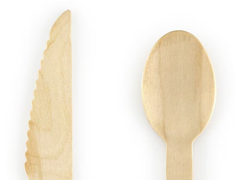 Partydeco Einweg-Besteckset Holz 18 Stück Schwarz