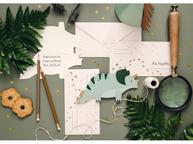Partydeco Einladungskarte Triceratops 6 Stück