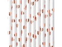 Partydeco Strohhalm Herzen 10 Stück, Rosegold/Weiss