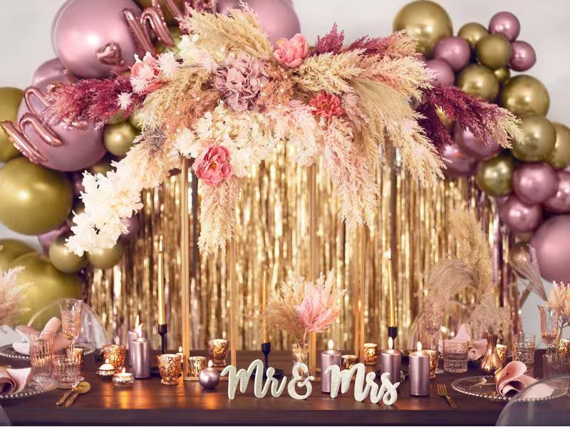 Partydeco Partyaccessoire Vorhang 90 x 250 cm, Gold-Metallic