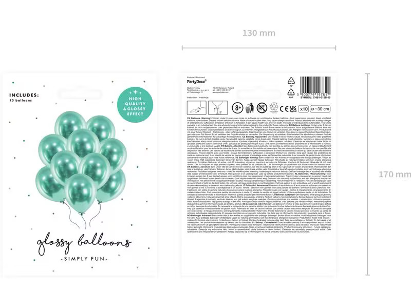 Partydeco Luftballon Uni Glossy 10 Stück, Grün, Ø 30 cm