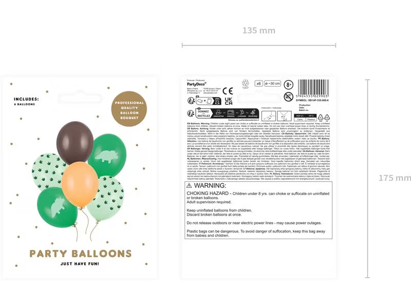 Partydeco Luftballon Strong Dinosaurier 30 cm