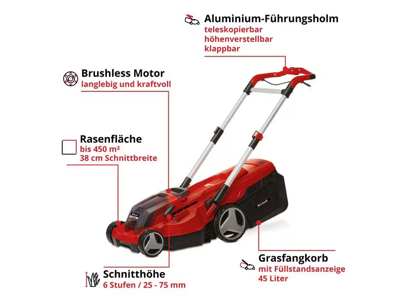 Einhell Akku-Rasenmäher RASARRO 36/38 (2 x 4 Ah)