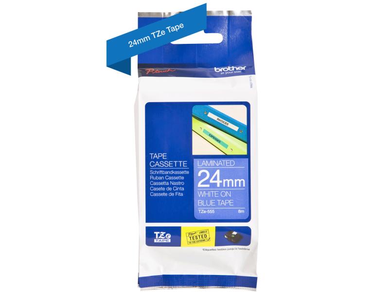 Brother Beschriftungsband TZe-555 Weiss auf Blau