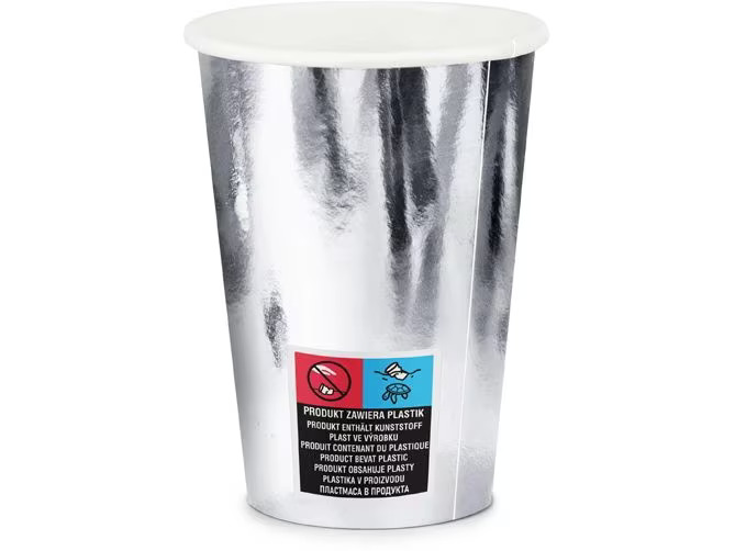 Partydeco Einwegbecher Uni 220 ml, 6 Stück, Silber