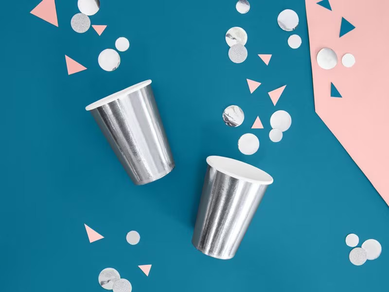 Partydeco Einwegbecher Uni 220 ml, 6 Stück, Silber