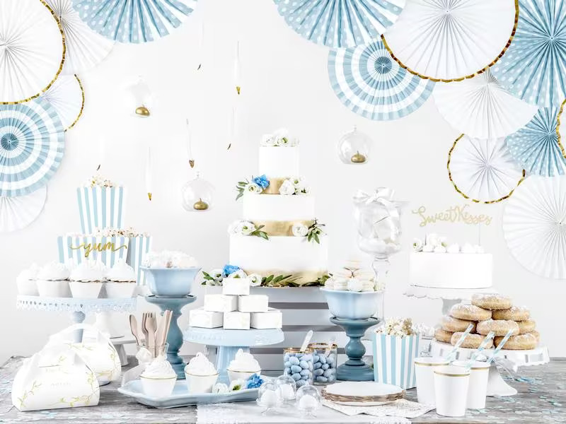 Partydeco Einweg-Besteckset Holz 18 Stück Blau