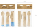 Partydeco Einweg-Besteckset Holz 18 Stück Blau