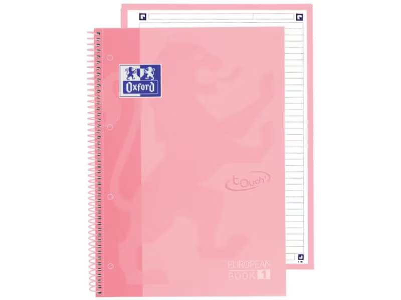 Oxford Schreibblock School Touch A4+, liniert, Pastellrosa