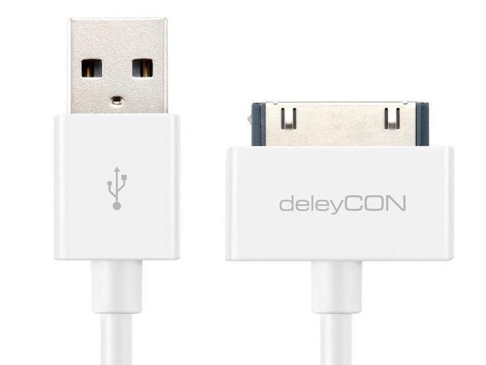 deleyCON USB 2.0-Kabel USB A - Apple Dock 30-Pin 0.5 m