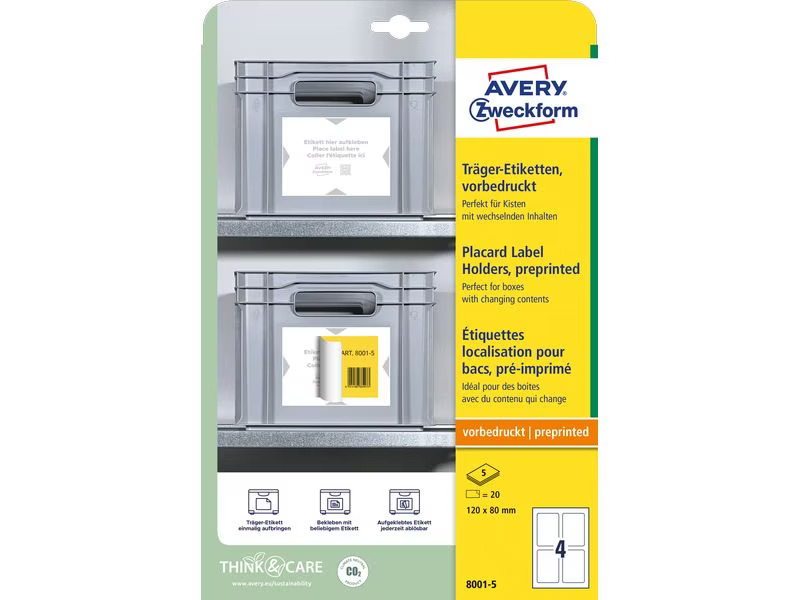 Avery Zweckform Vielzweck-Etiketten 120 x 80 mm, 5 Blatt, 20 Stück