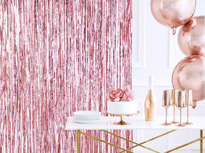 Partydeco Partyaccessoire Vorhang 90 x 250 cm, Roségold