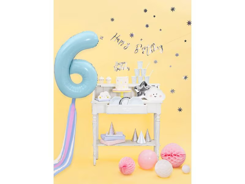 Partydeco Kuchen-Topper Happy Birthday 1 Stück, Silber