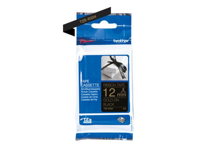 Brother Beschriftungsband TZe-R334 Gold auf Schwarz