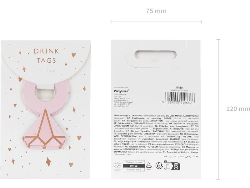 Partydeco Glasmarkierer Ringe Rosa