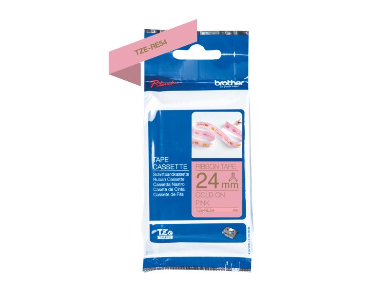 Brother Beschriftungsband TZe-RE54 Gold auf Pink
