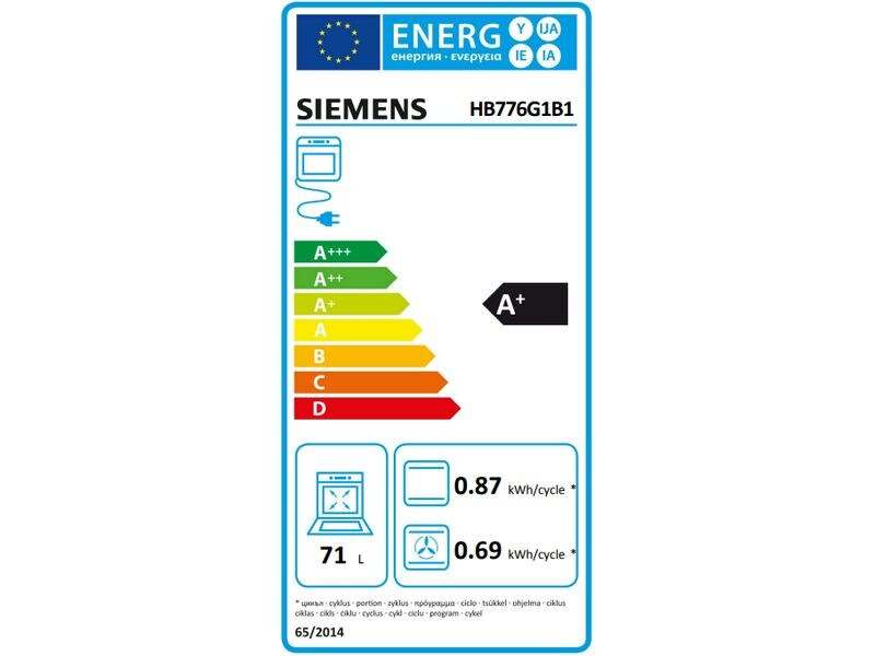 Siemens Einbaubackofen HB776G1B1 Schwarz A+