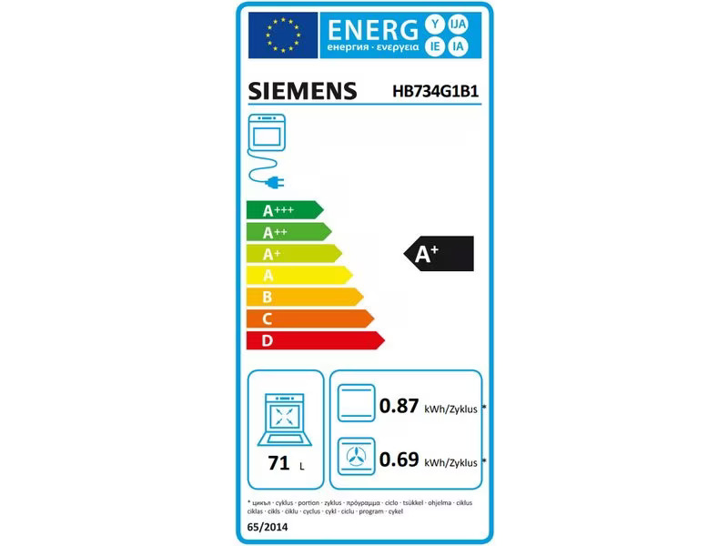 Siemens Einbaubackofen HB734G1B1 Schwarz A+