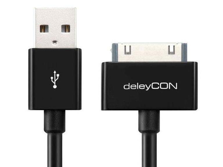 deleyCON USB 2.0-Kabel USB A - Apple Dock 30-Pin 2 m